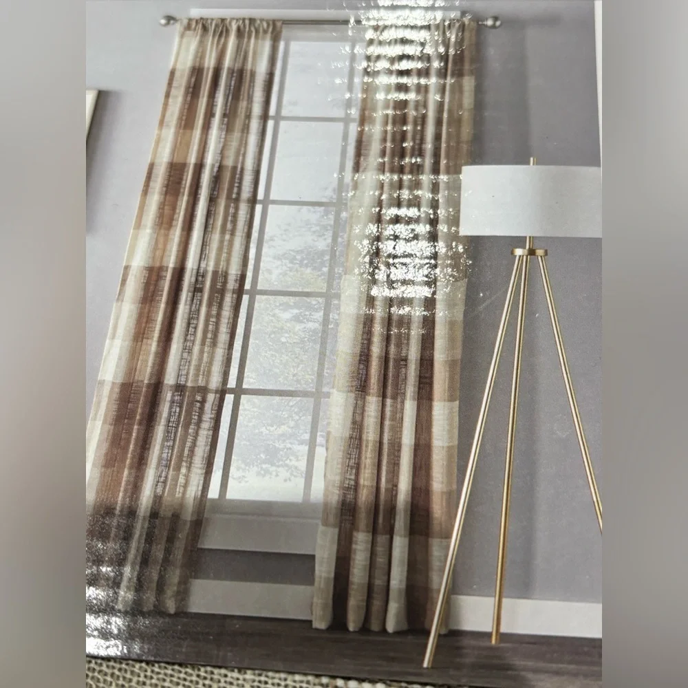 SKL Home by Saturday Knight Ltd. Aiden 84 Inch Curtain Panel in Taupe Plaid
